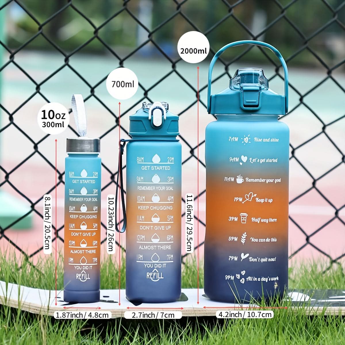 Water Bottle Gradient Leakproof Straw Lid With Time Markers