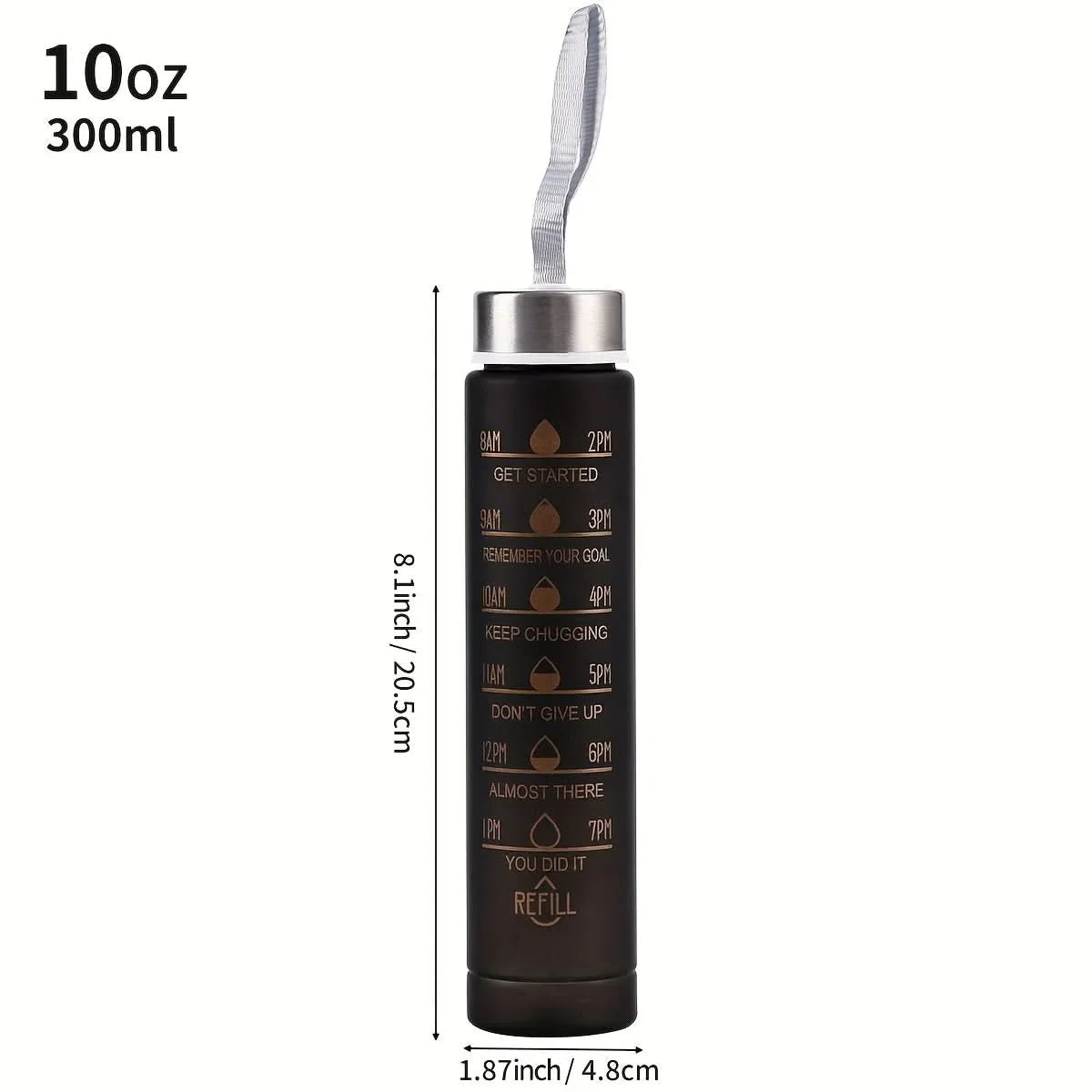 Water Bottle Gradient Leakproof Straw Lid With Time Markers