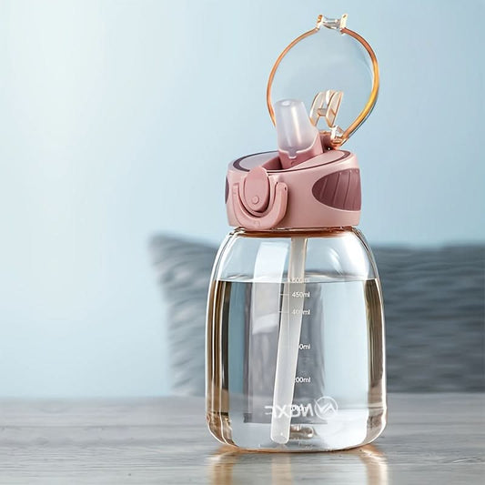 Water Cup Leakproof Flip-Top Lid Built-In Straw Compact Design