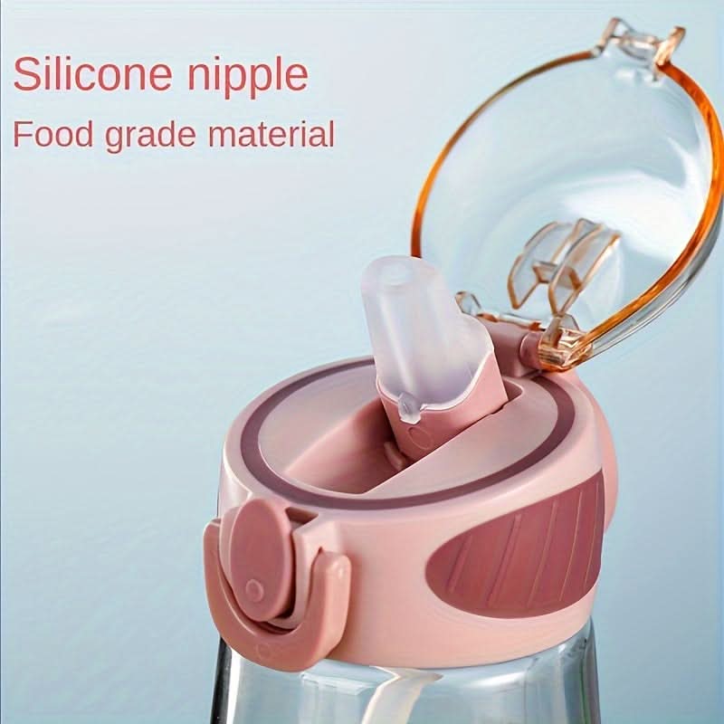 Water Cup Leakproof Flip-Top Lid Built-In Straw Compact Design