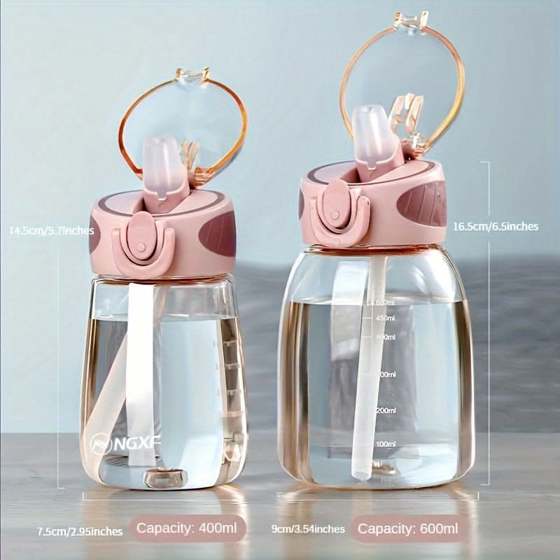 Water Cup Leakproof Flip-Top Lid Built-In Straw Compact Design