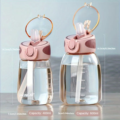 Water Cup Leakproof Flip-Top Lid Built-In Straw Compact Design