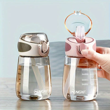 Water Cup Leakproof Flip-Top Lid Built-In Straw Compact Design