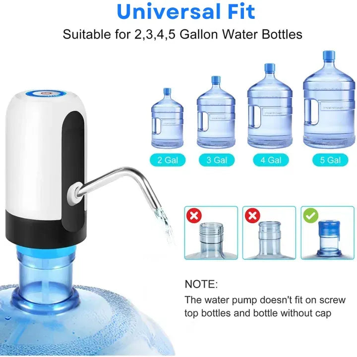 Water Dispenser Pump One-Button USB Rechargeable BPA-Free