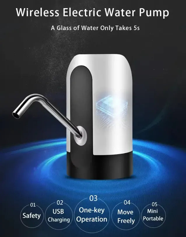 Water Dispenser Pump One-Button USB Rechargeable BPA-Free