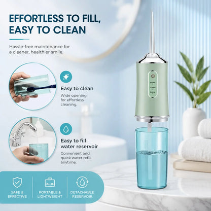 Water Flosser Cordless USB Rechargeable 360 Degree Rotating Tips