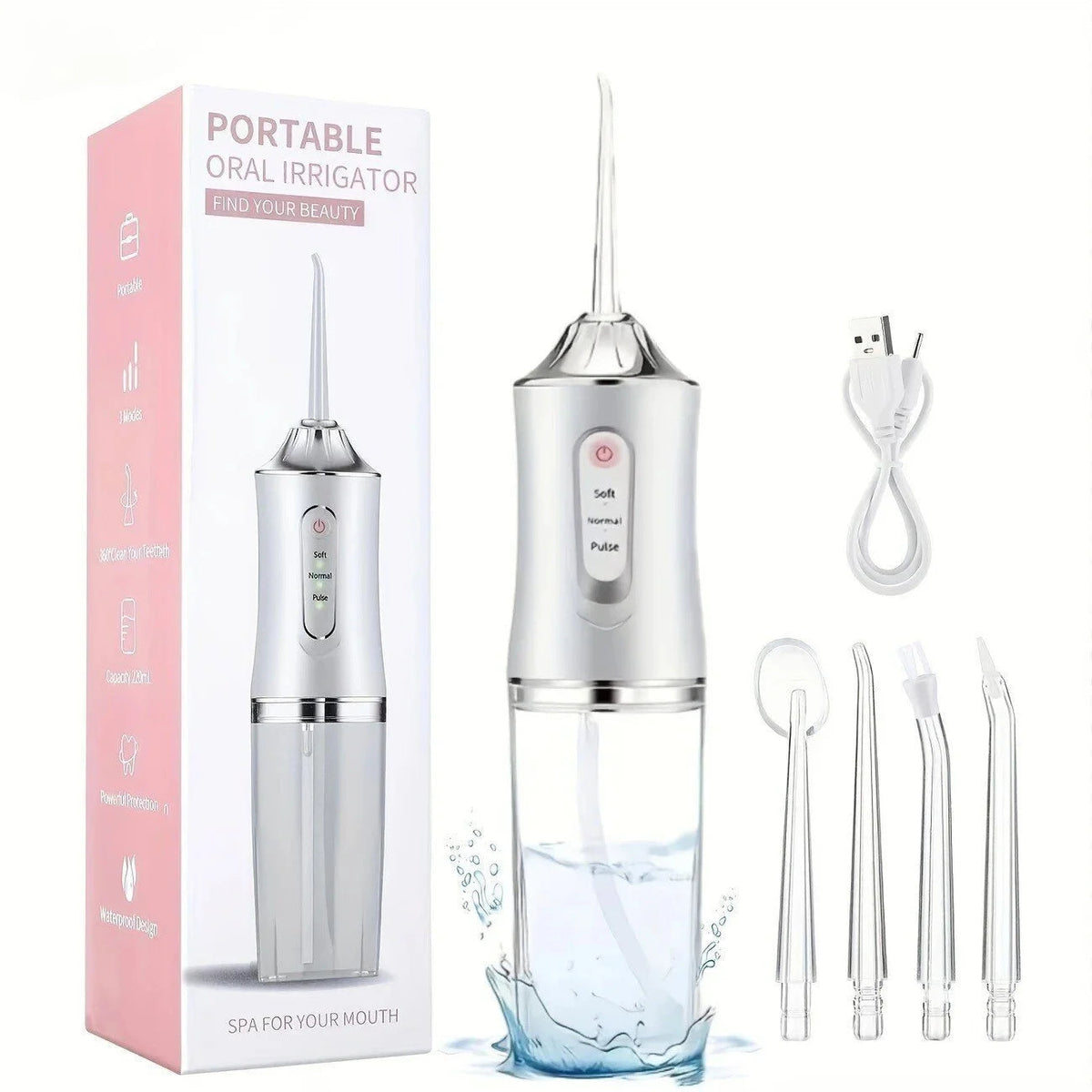 Water Flosser Portable IPX7 Waterproof 7.4 Fl Oz Tank