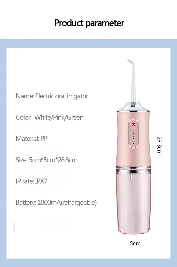 Water Flosser Portable IPX7 Waterproof 7.4 Fl Oz Tank