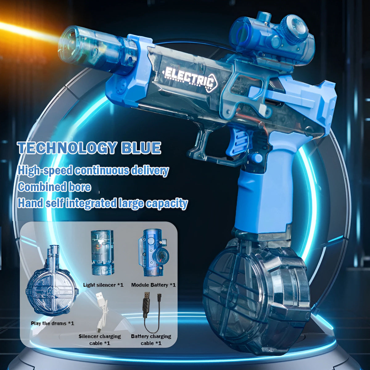 Water Gun LED Light & Silencer Removable Tank