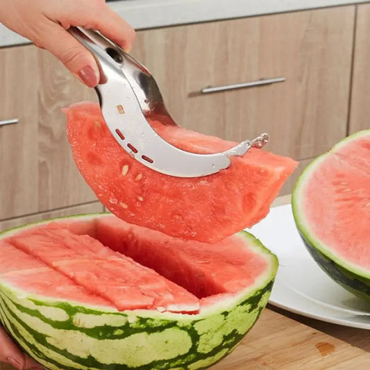 Watermelon Slicer Stainless Steel Curved Serrated Blade & Integrated Lifter