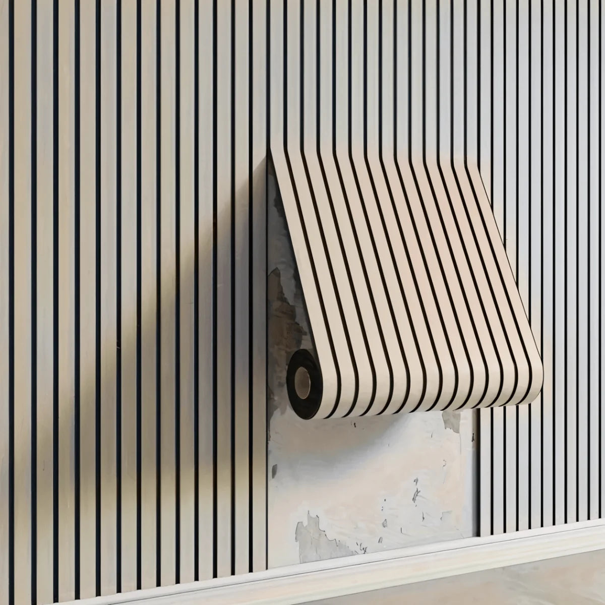 Waterproof PVC Wall Panels Featuring Wood Slat Design, 40x300 cm Roll
