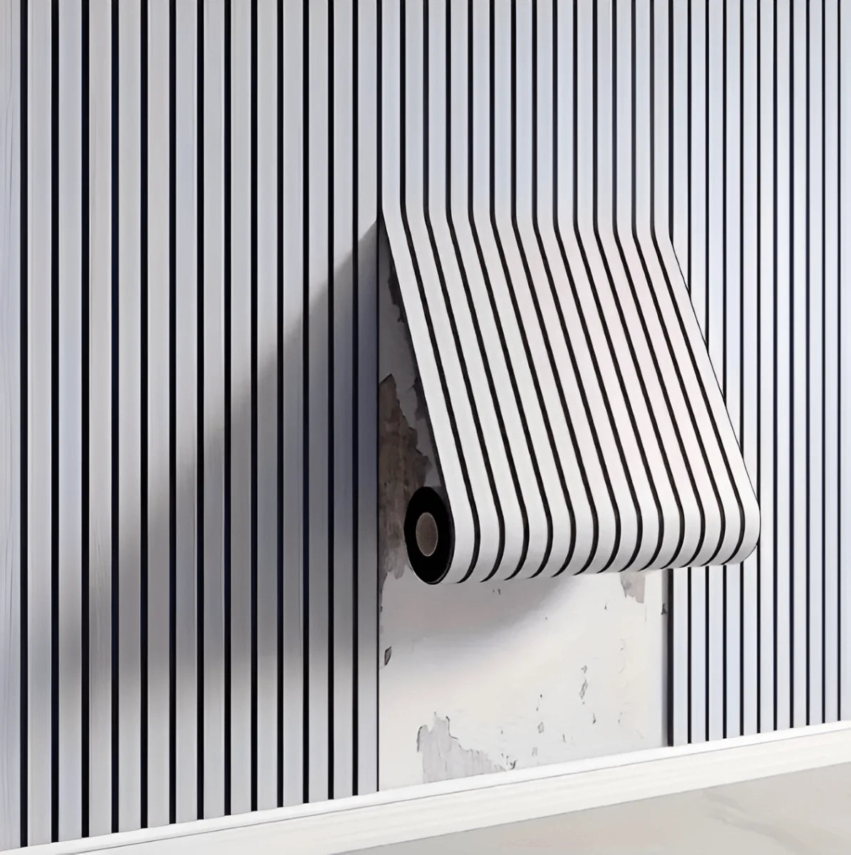 Waterproof PVC Wall Panels Featuring Wood Slat Design, 40x300 cm Roll