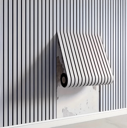 Waterproof PVC Wall Panels Featuring Wood Slat Design, 40x300 cm Roll