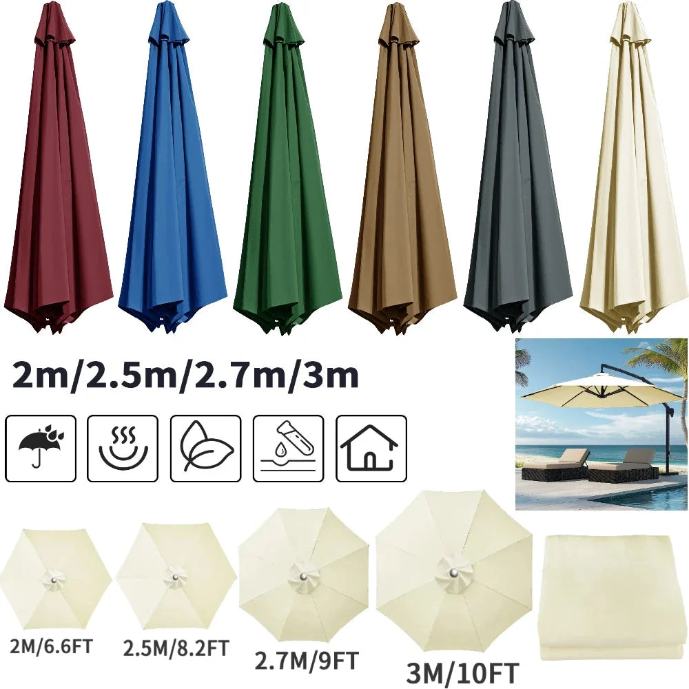 Waterproof Replacement Sun Umbrella Cover for 6/8 Ribs – Garden and Patio Outdoor Use