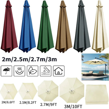 Waterproof Replacement Sun Umbrella Cover for 6/8 Ribs – Garden and Patio Outdoor Use