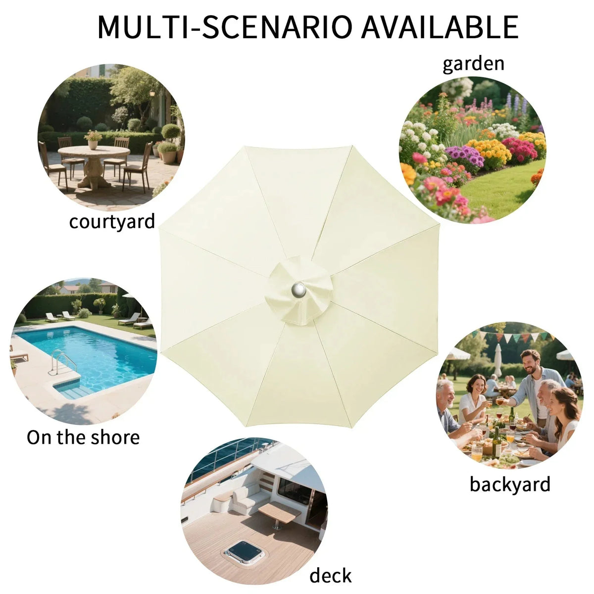 Waterproof Replacement Sun Umbrella Cover for 6/8 Ribs – Garden and Patio Outdoor Use