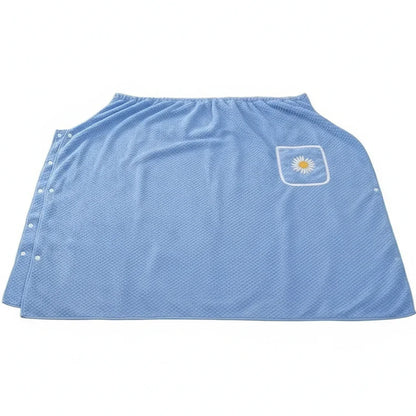 Wearable Bath Towel Hands-Free Straps & Pocket Quick-Drying Polyester