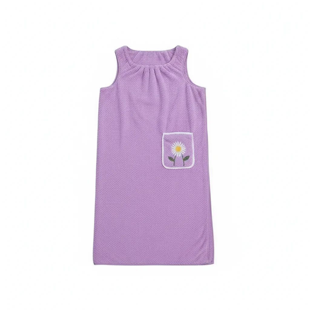 Wearable Bath Towel Hands-Free Straps & Pocket Quick-Drying Polyester