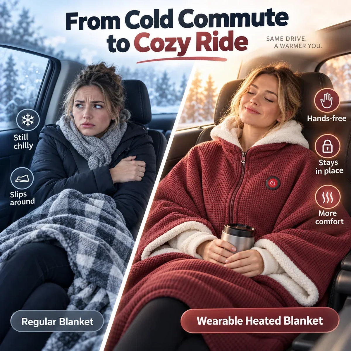 Wearable Heated Blanket USB Powered 3 Heat Settings