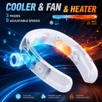 Wearable Neck Fan Cooling & Heating Rechargeable 6000 mAh
