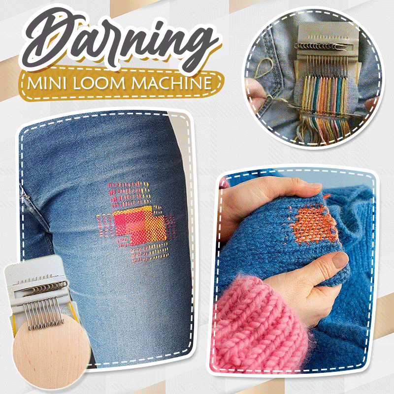 Weaving & Darning Kit Stainless Steel Frame Wooden Disc