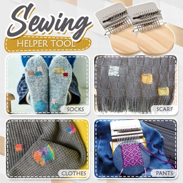 Weaving & Darning Kit Stainless Steel Frame Wooden Disc
