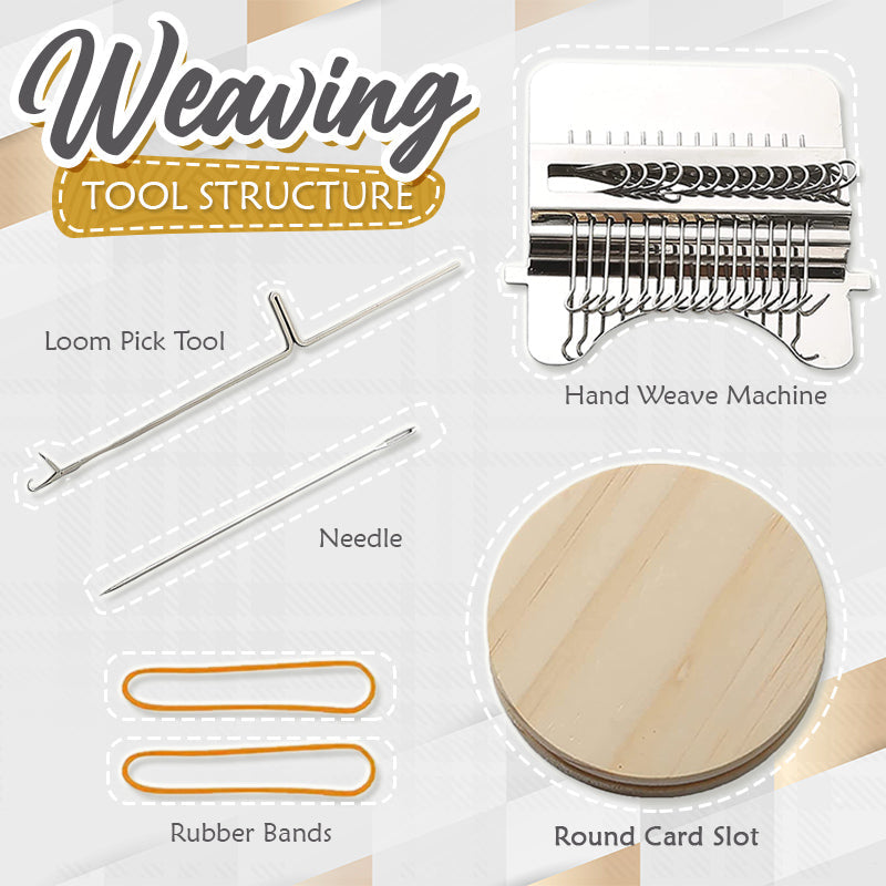 Weaving & Darning Kit Stainless Steel Frame Wooden Disc