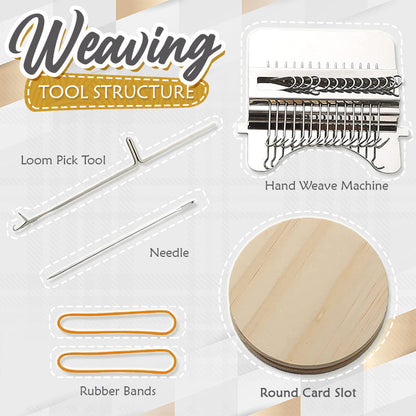 Weaving & Darning Kit Stainless Steel Frame Wooden Disc