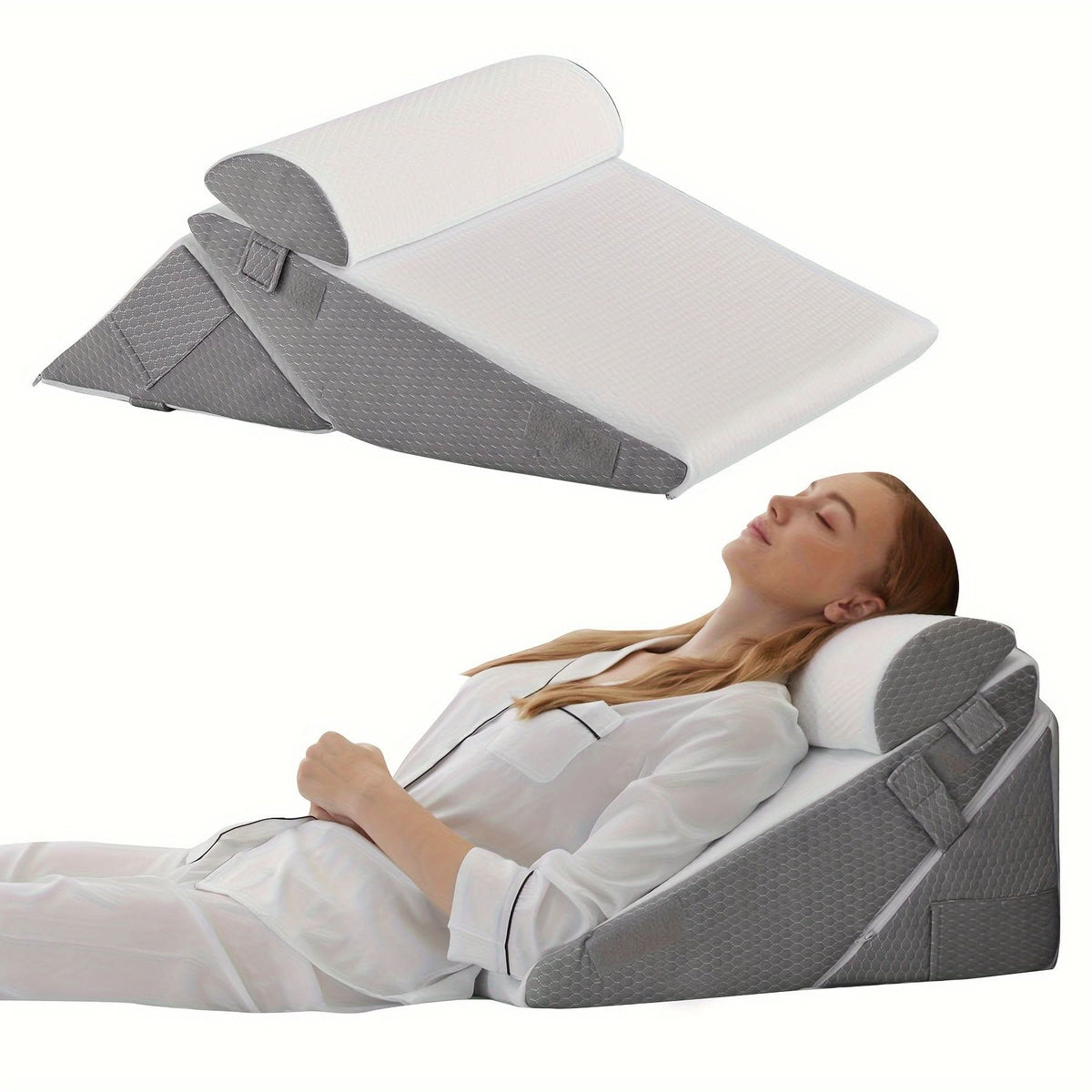 Wedge Pillow Adjustable Memory Foam Removable Breathable Cover