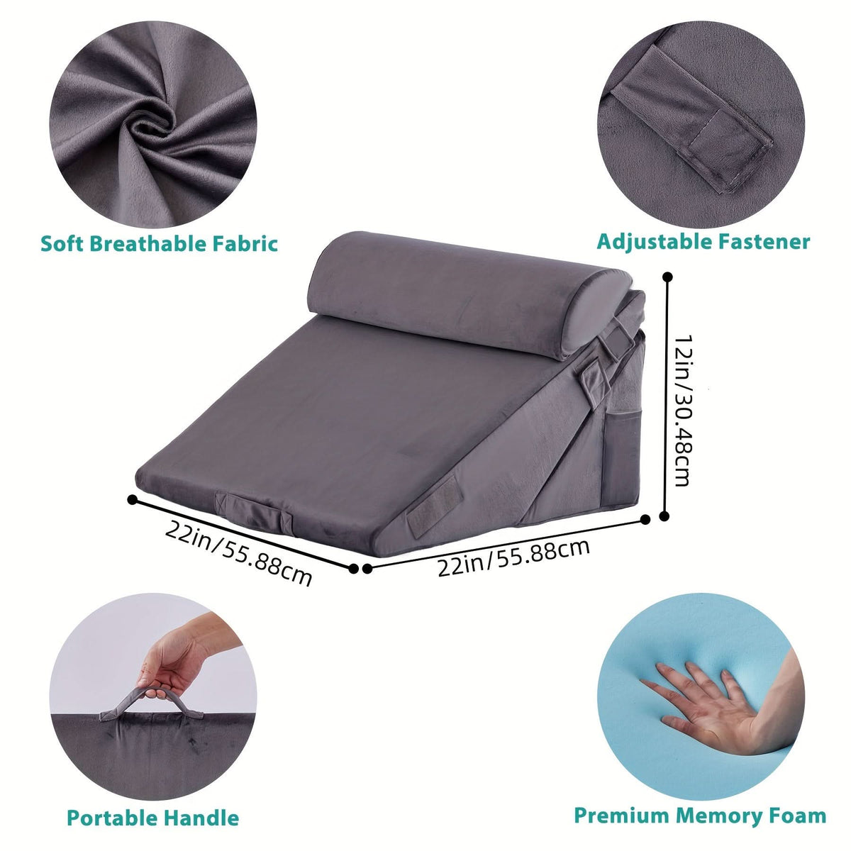 Wedge Pillow Adjustable Memory Foam Removable Breathable Cover