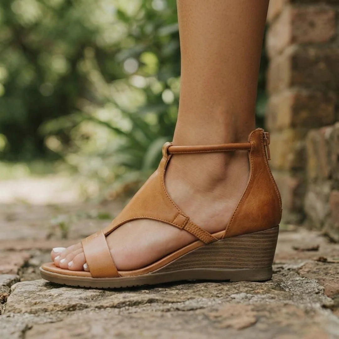 Wedge Sandals Comfort Wedge Adjustable Ankle Strap Open Toe