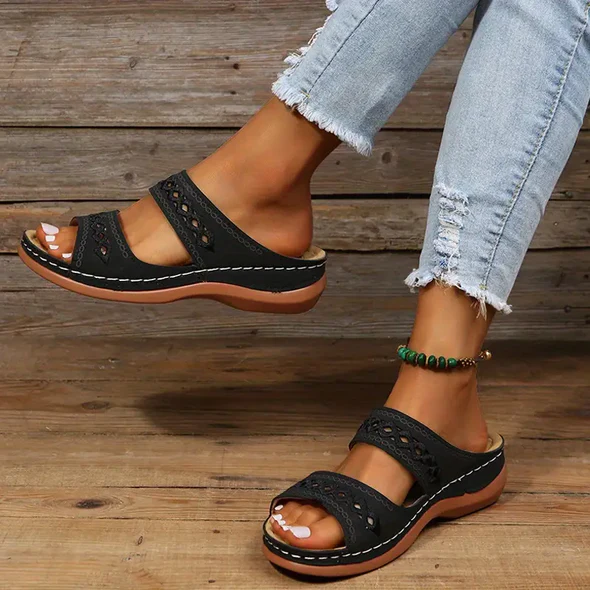 Wedge Sandals Triple Arch Support Memory Foam Rubber Sole