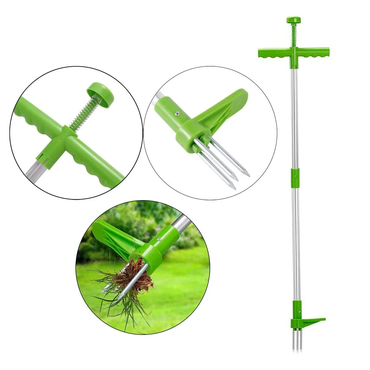 Weed Puller 38-Inch Handle Five Steel Claws Foot Pedal