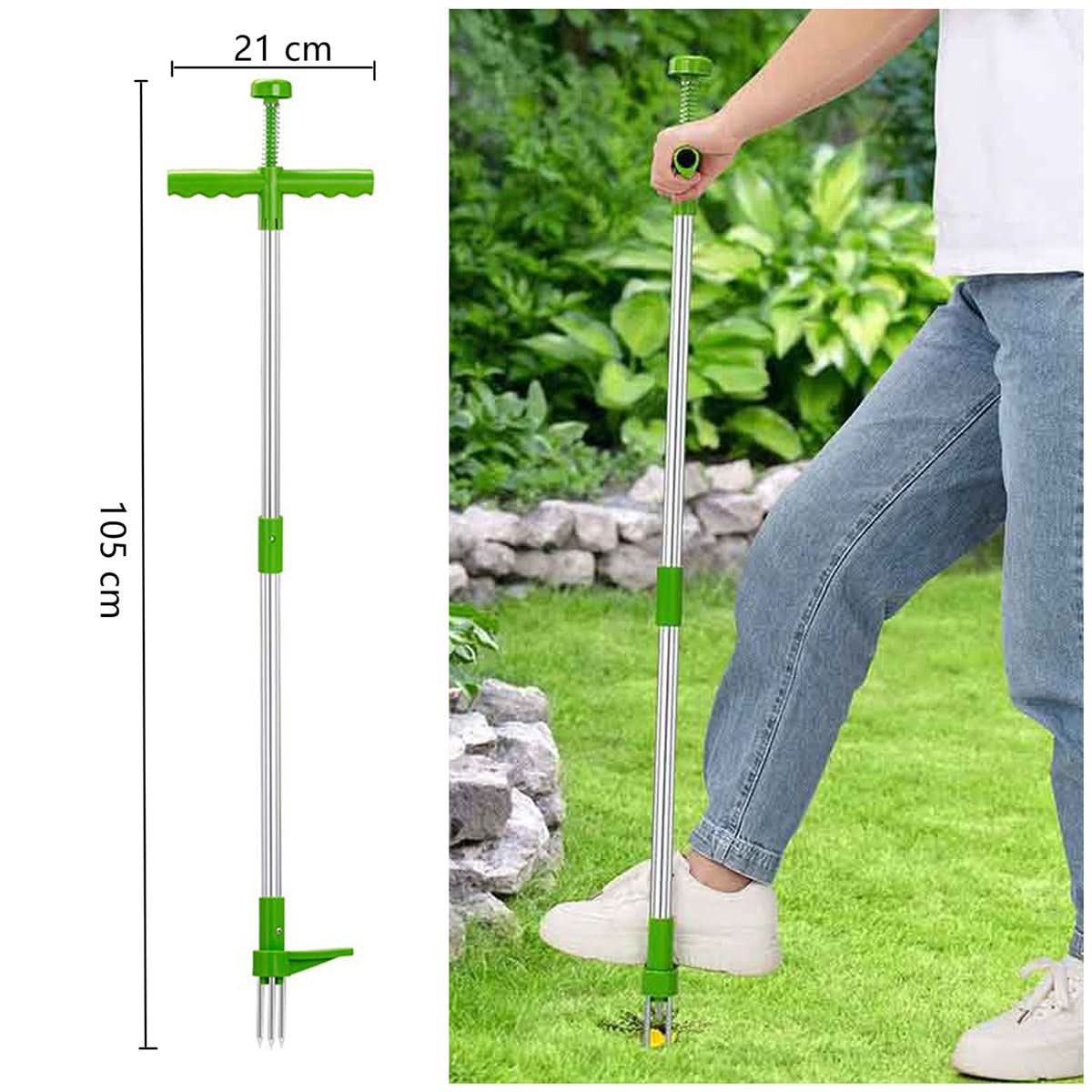 Weed Puller 38-Inch Handle Five Steel Claws Foot Pedal