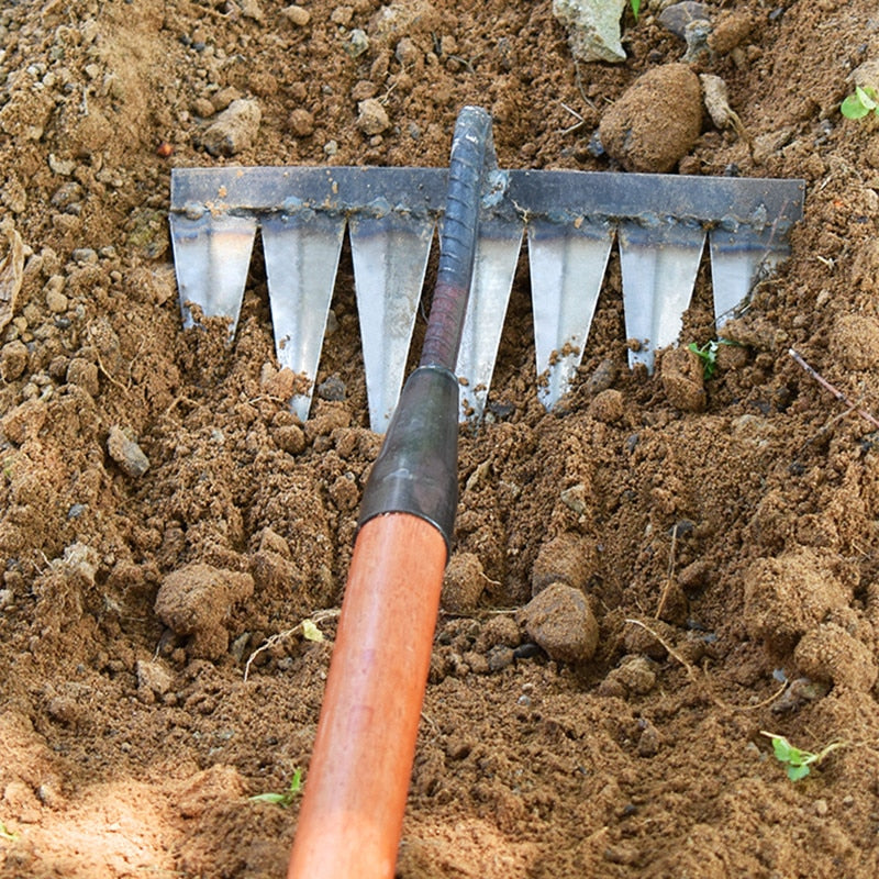 Weed Rake Sharp Tines Rust-Resistant Carbon Steel
