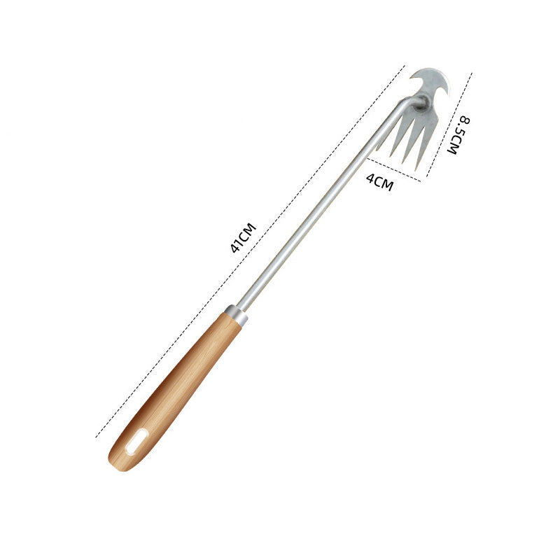Weeding Fork Stainless Steel Tines Ergonomic Wooden Handle