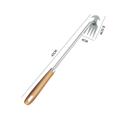 Weeding Fork Stainless Steel Tines Ergonomic Wooden Handle