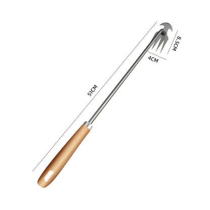 Weeding Fork Stainless Steel Tines Ergonomic Wooden Handle