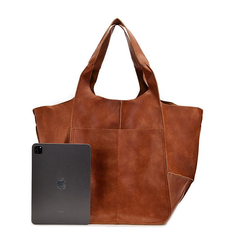 Weekender Bag Faux Leather Scratch Resistant Adjustable Straps