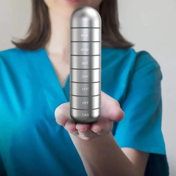 Weekly Pill Organizer Waterproof Aluminum Seven Compartments