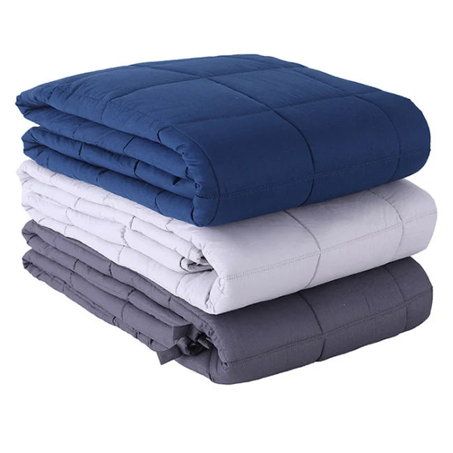 Weighted Blanket Quilted Cotton Grid Pockets Multiple Weights