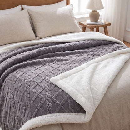 Weighted Blanket Soft Sherpa Glass Bead Filling Machine Washable