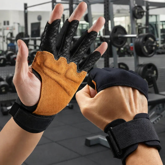 Weightlifting Gloves Non-Slip Palm Adjustable Wrist Support Half-Finger Design