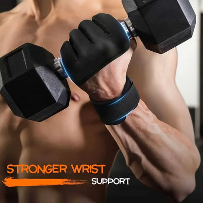 Weightlifting Gloves Non-Slip Palm Adjustable Wrist Support Half-Finger Design