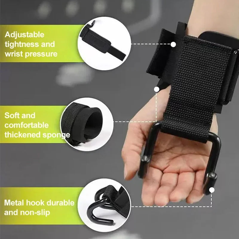 Weightlifting Wrist Straps With Hooks Slip-Resistant Grip