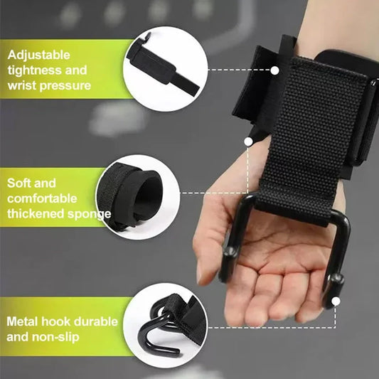 Weightlifting Wrist Straps With Hooks Slip-Resistant Grip