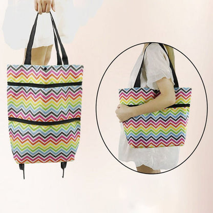 Wheeled Shopping Bag Expandable Waterproof Oxford