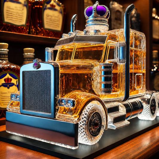 Whiskey Decanter Glass Semi-Truck Design 13 Oz
