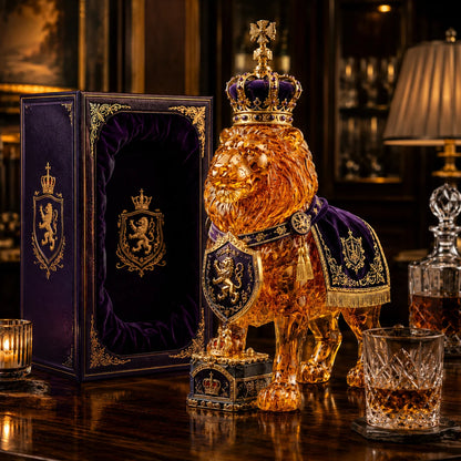 Whiskey Decanter Sculpted Lion Design 350ml Glass