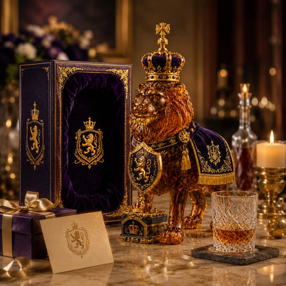 Whiskey Decanter Sculpted Lion Design 350ml Glass